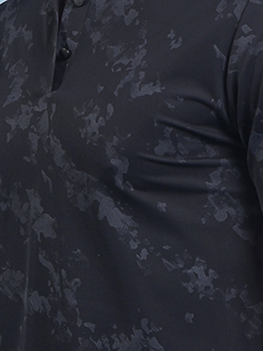 Black Printed Polo Neck T-Shirt-Men T-Shirts-Crimsoune Club