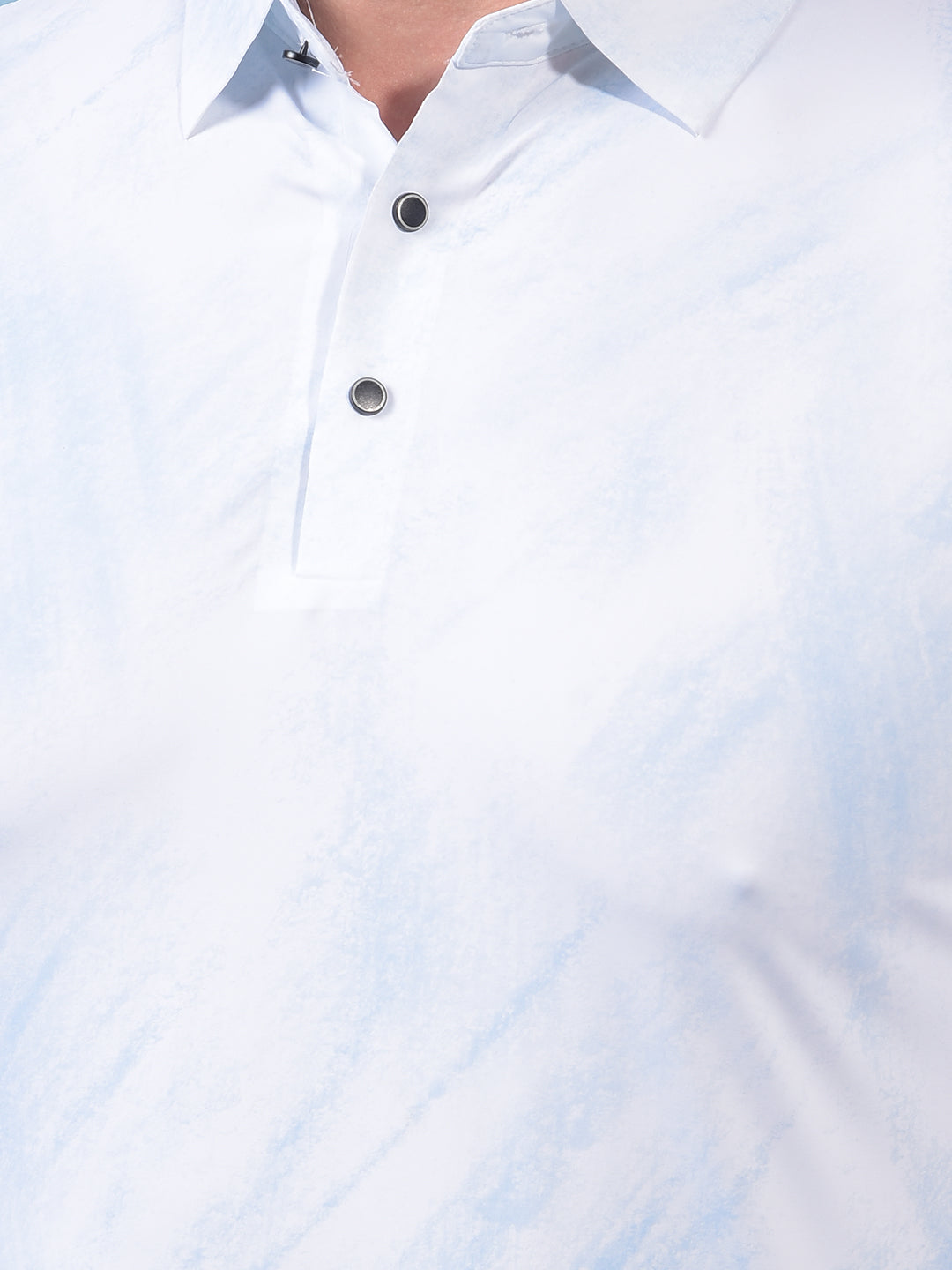 Men's Blue Printed Polo Neck T-Shirt-Men T-Shirts-Crimsoune Club