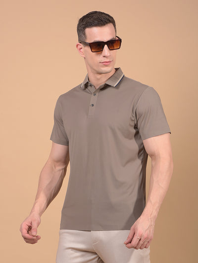Brown Polo Neck T-Shirt-Men T-Shirts-Crimsoune Club