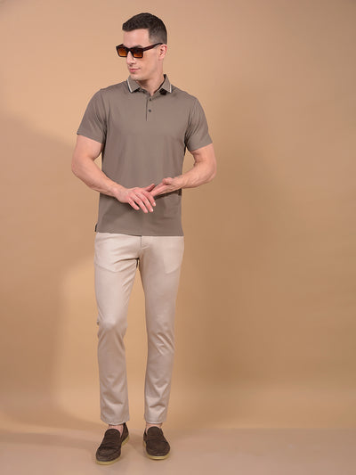 Brown Polo Neck T-Shirt-Men T-Shirts-Crimsoune Club