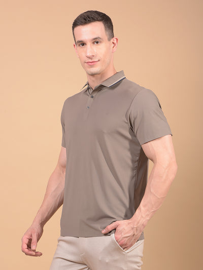 Brown Polo Neck T-Shirt-Men T-Shirts-Crimsoune Club