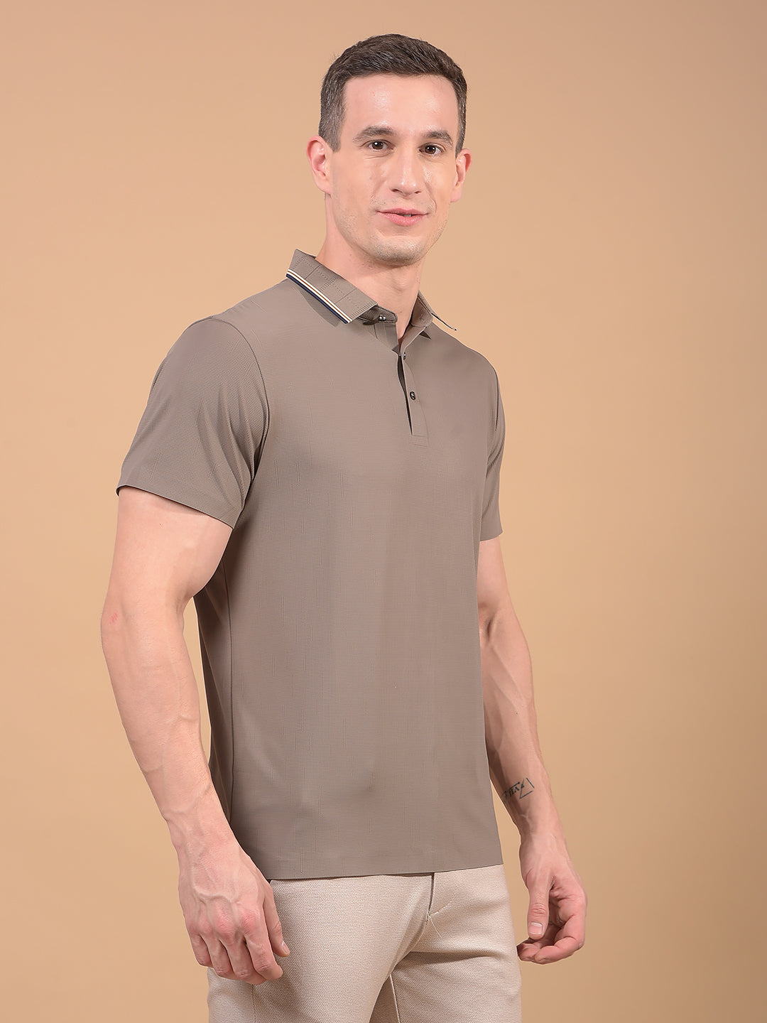 Brown Polo Neck T-Shirt-Men T-Shirts-Crimsoune Club
