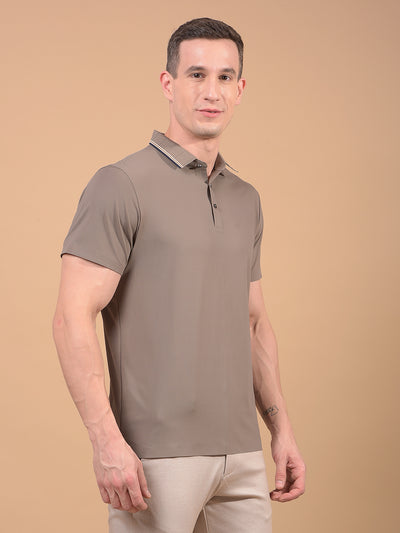 Brown Polo Neck T-Shirt-Men T-Shirts-Crimsoune Club