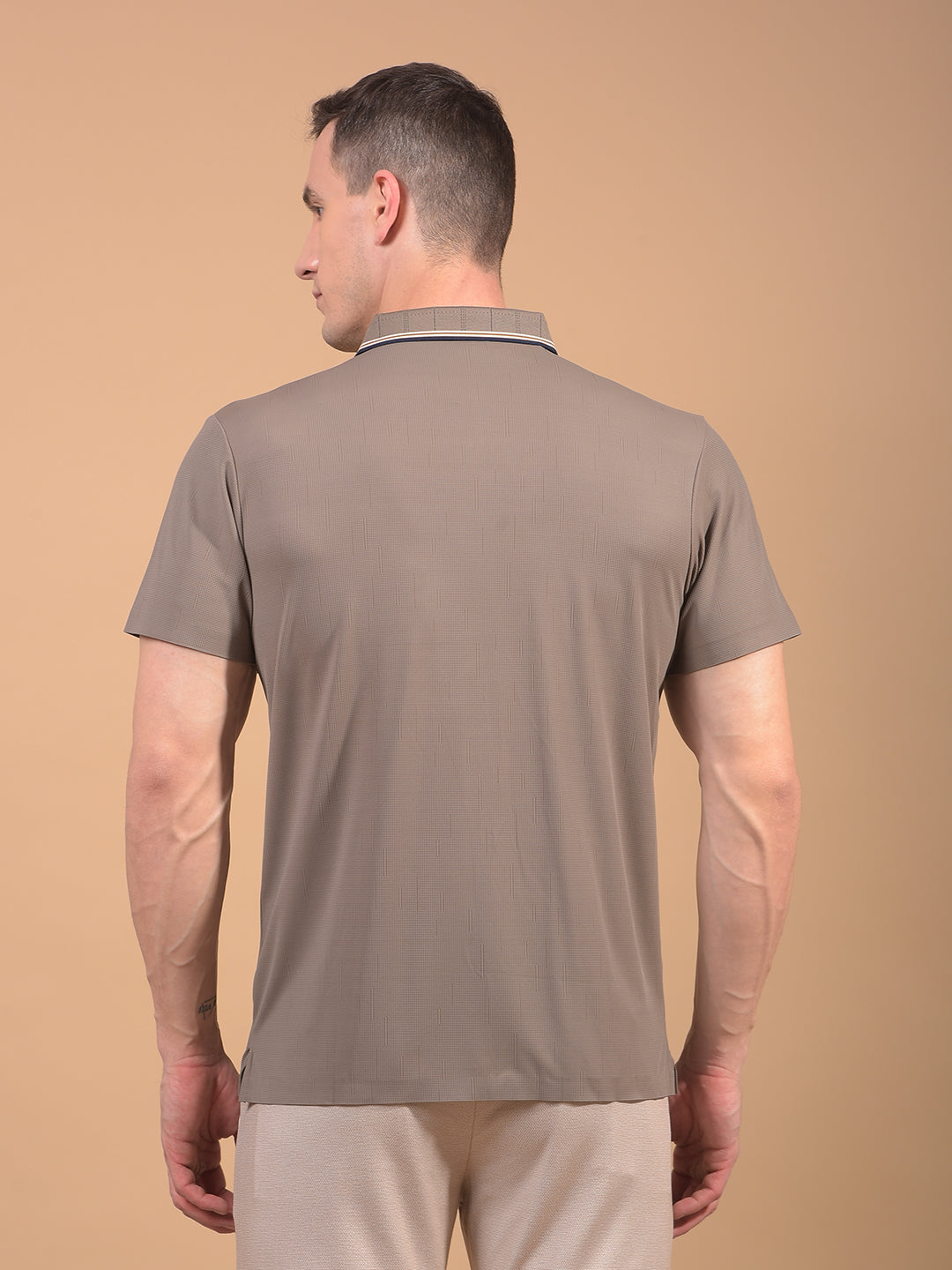 Brown Polo Neck T-Shirt-Men T-Shirts-Crimsoune Club
