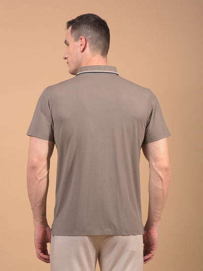 Brown Polo Neck T-Shirt-Men T-Shirts-Crimsoune Club