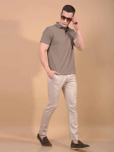 Brown Polo Neck T-Shirt-Men T-Shirts-Crimsoune Club