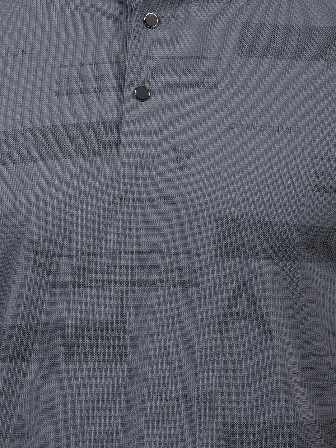 Grey Typographic Print Polo Neck T-Shirt-Men T-Shirts-Crimsoune Club