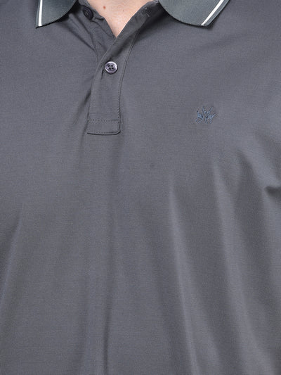 Grey Polo Neck T-Shirt-Men T-Shirts-Crimsoune Club