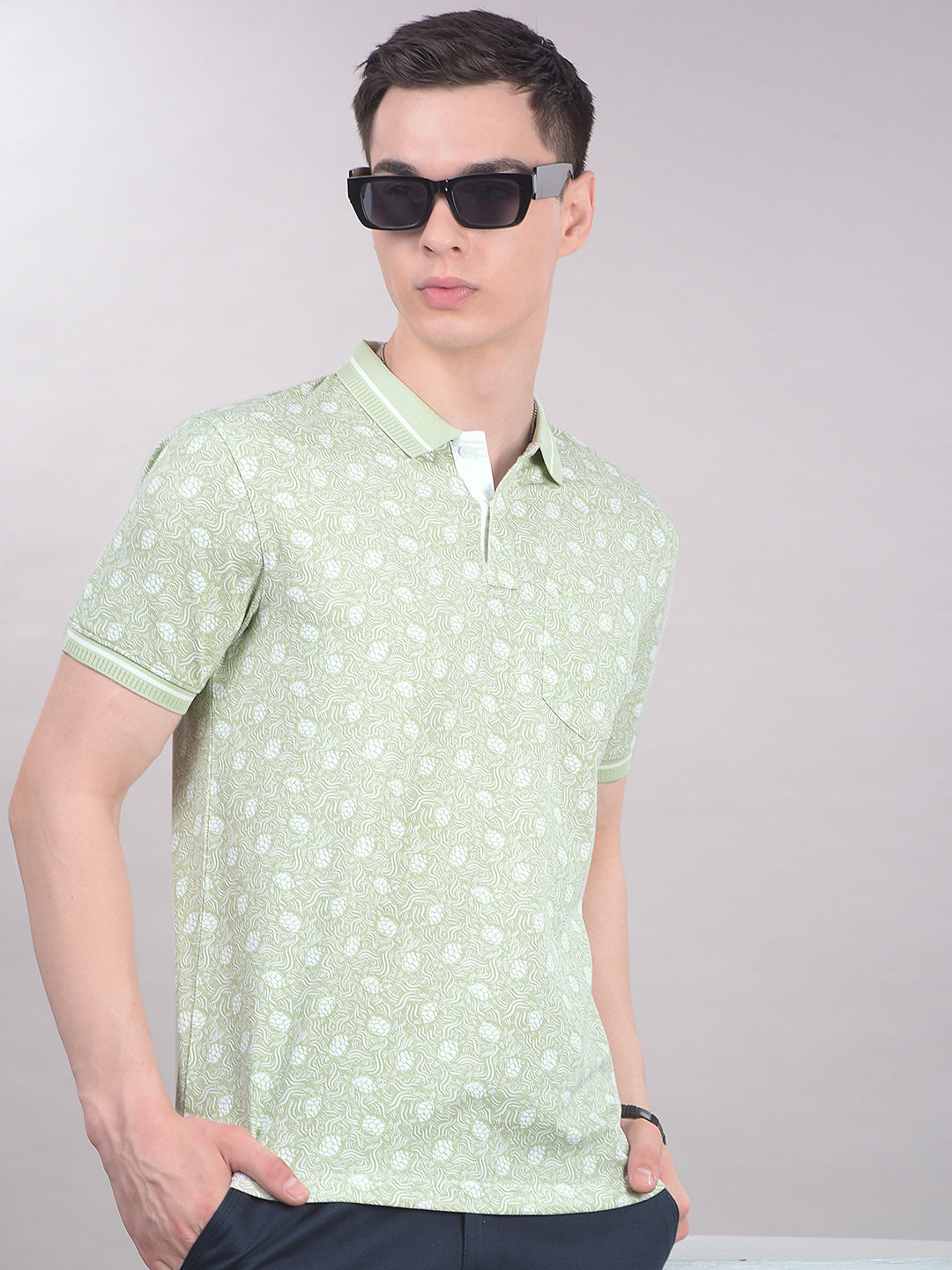 Green Printed T-Shirt-Men T-Shirts-Crimsoune Club