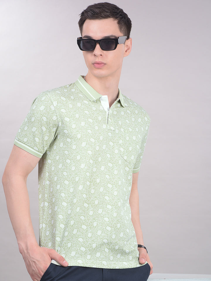 Green Printed T-Shirt-Men T-Shirts-Crimsoune Club