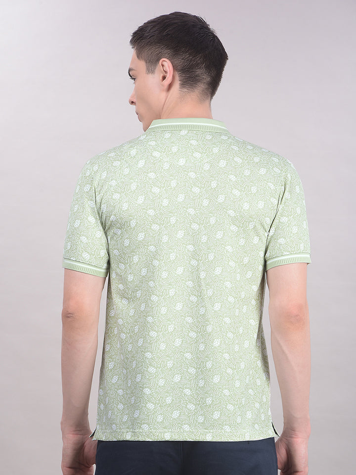 Green Printed T-Shirt-Men T-Shirts-Crimsoune Club