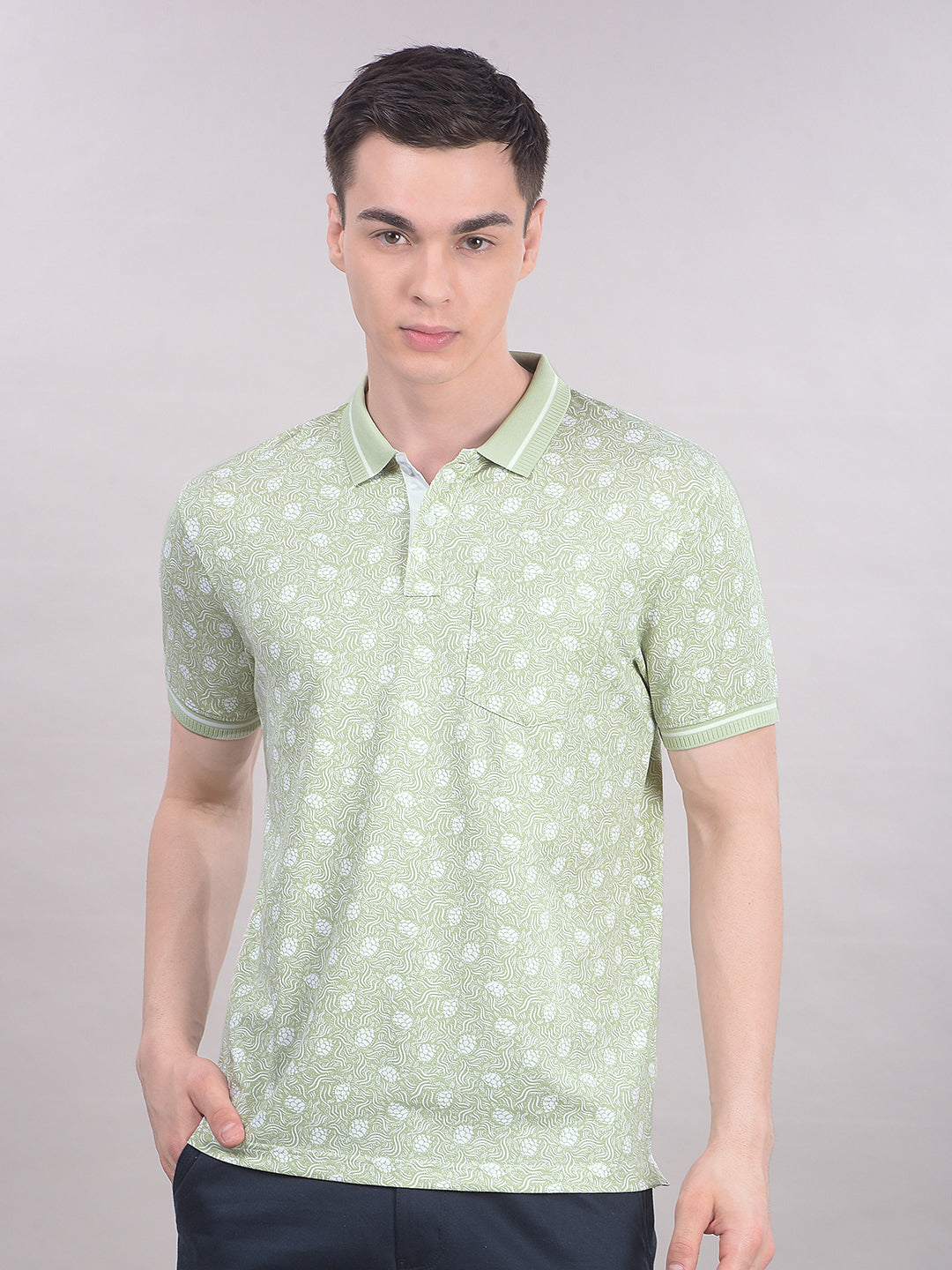 Green Printed T-Shirt-Men T-Shirts-Crimsoune Club