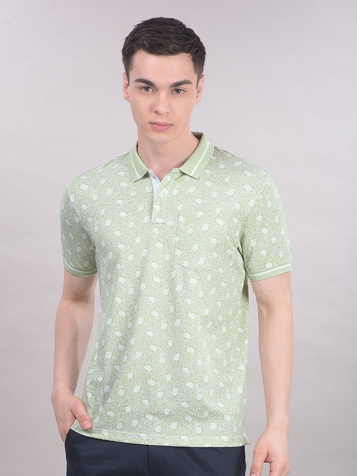 Green Printed T-Shirt-Men T-Shirts-Crimsoune Club