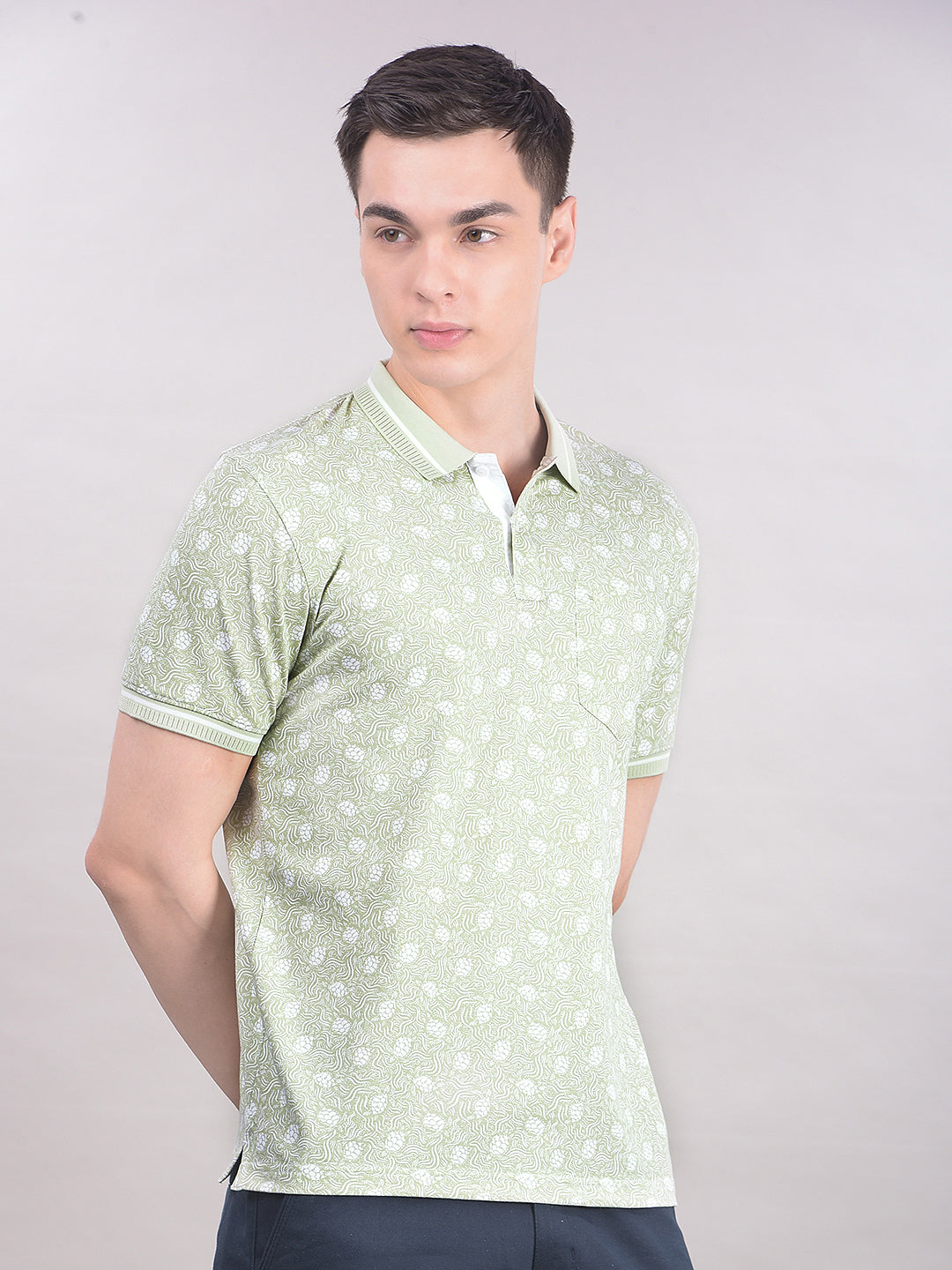 Green Printed T-Shirt-Men T-Shirts-Crimsoune Club