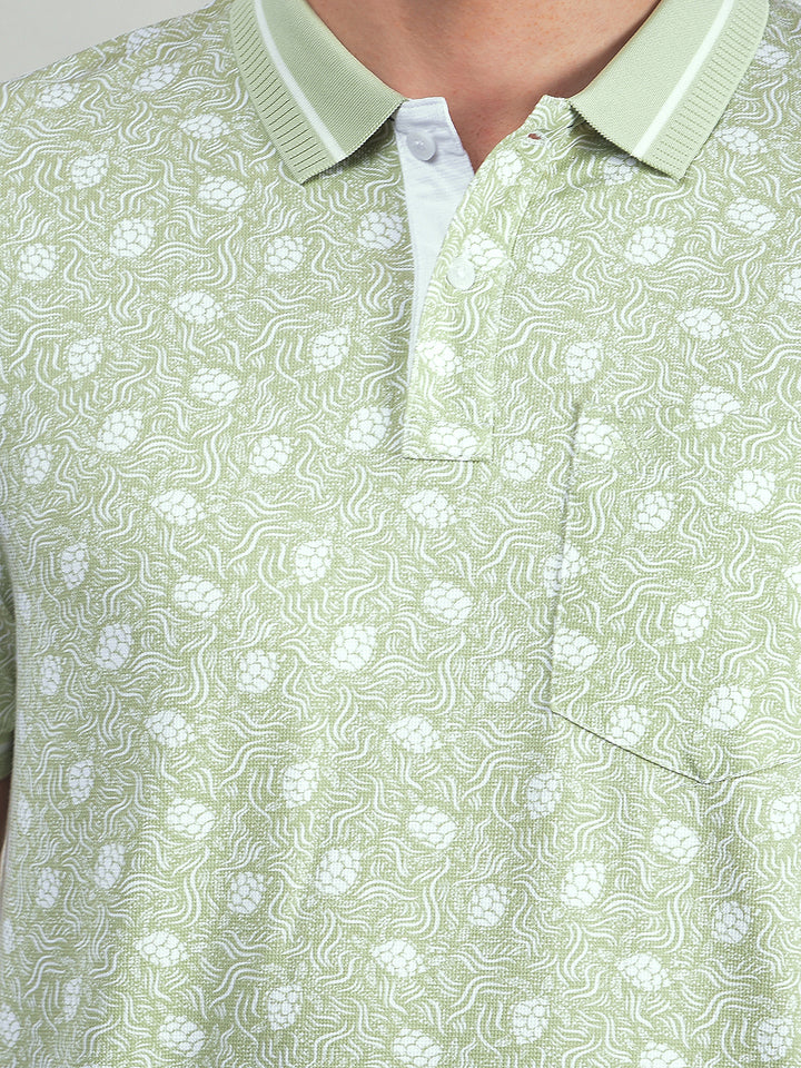 Green Printed T-Shirt-Men T-Shirts-Crimsoune Club