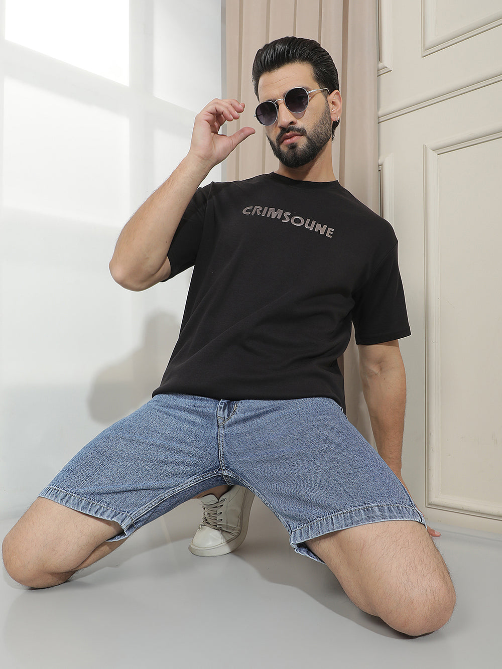 Black Graphic Print 100% Cotton T-Shirt-Men T-Shirts-Crimsoune Club