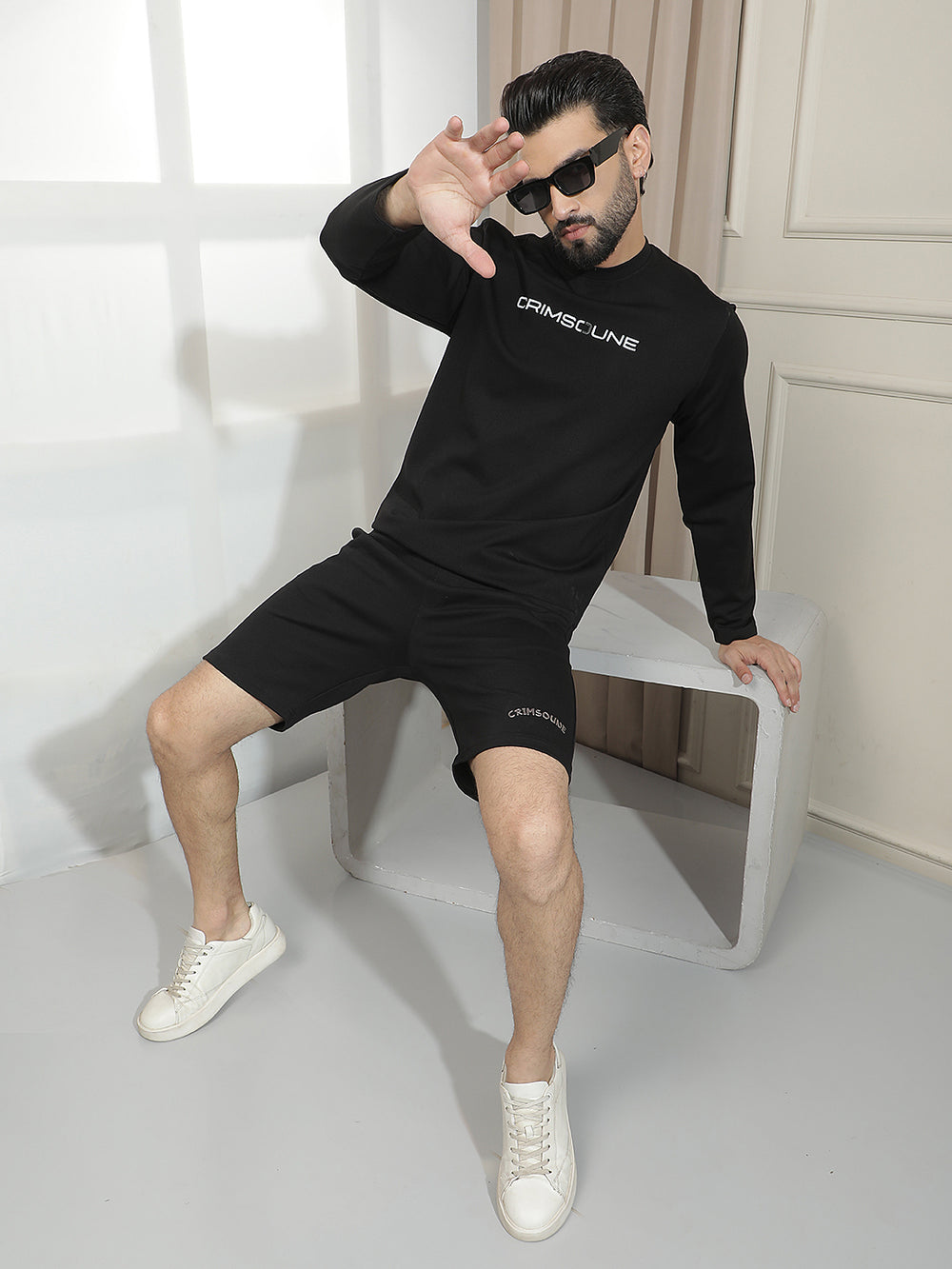 Core Black Comfort Shorts-Men Shorts-Crimsoune Club