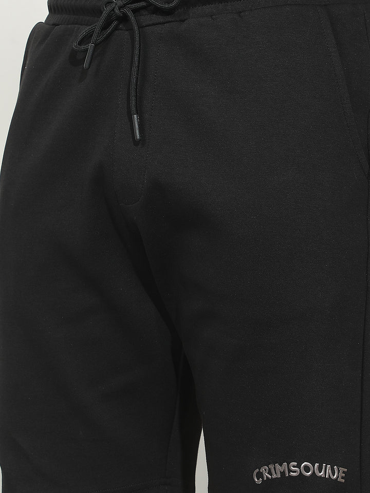 Core Black Comfort Shorts-Men Shorts-Crimsoune Club