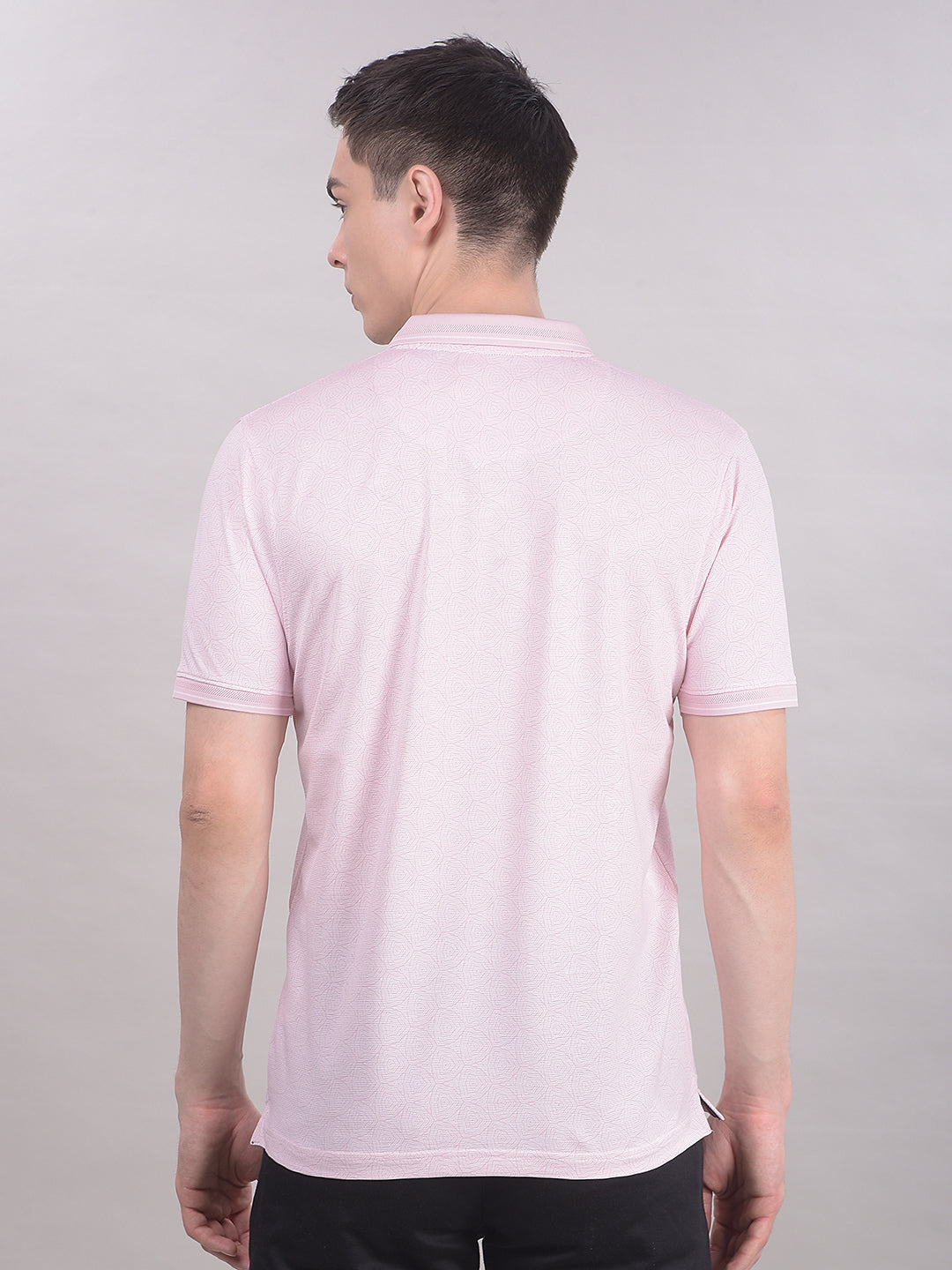 Pink Printed Polo Neck T-Shirt-Men T-Shirts-Crimsoune Club