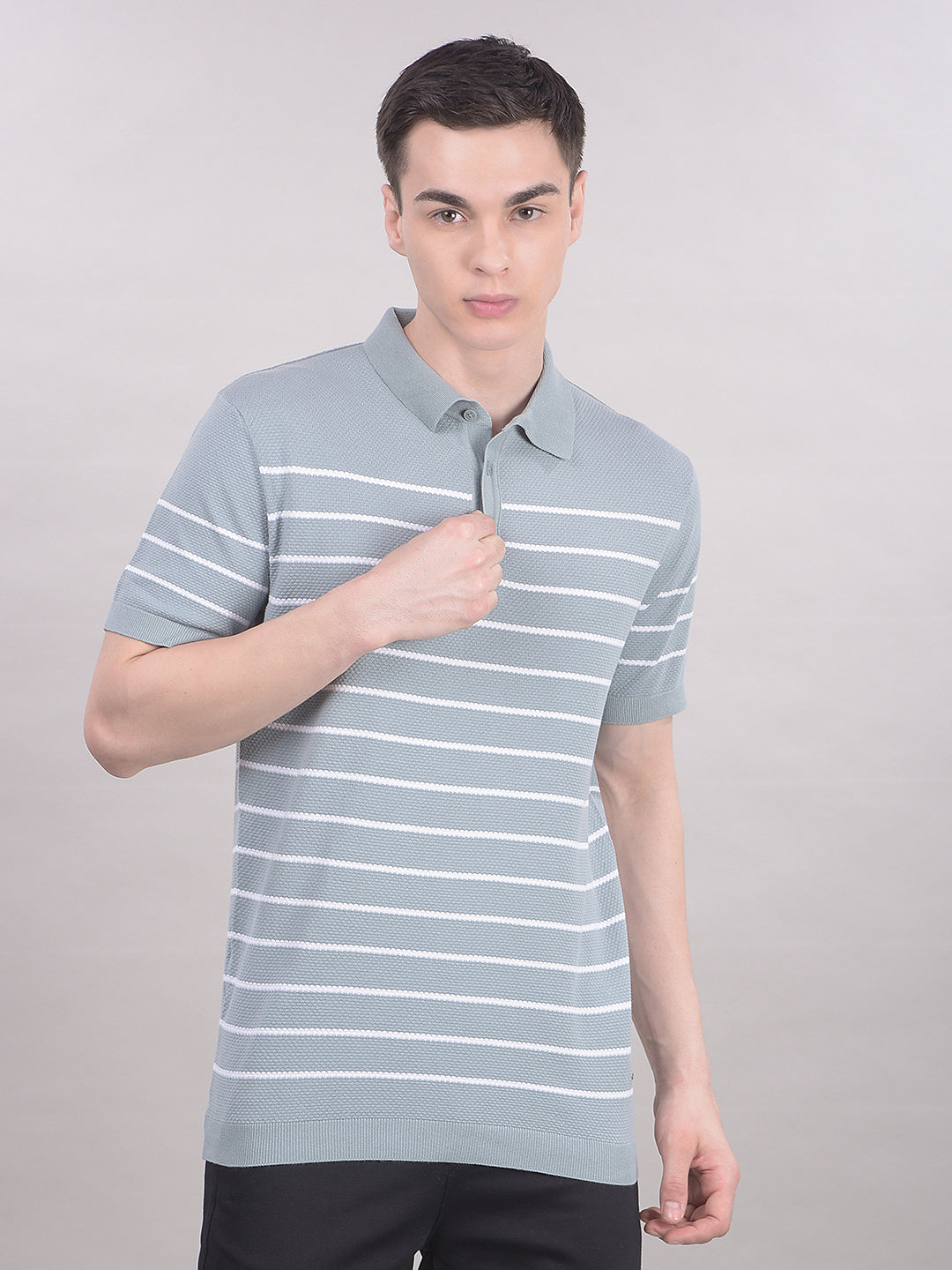 Blue Horizontal Striped T-Shirt-Men T-Shirts-Crimsoune Club