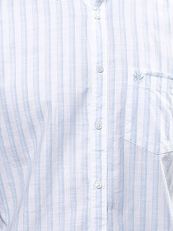 White Vertical Striped 100% Cotton Shirt-Men Shirts-Crimsoune Club