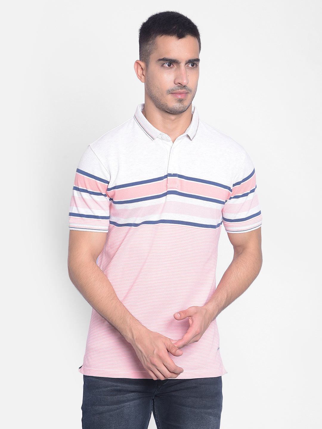 Pink Striped T-Shirt-Men T-Shirts-Crimsoune Club
