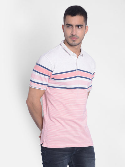 Pink Striped T-Shirt-Men T-Shirts-Crimsoune Club