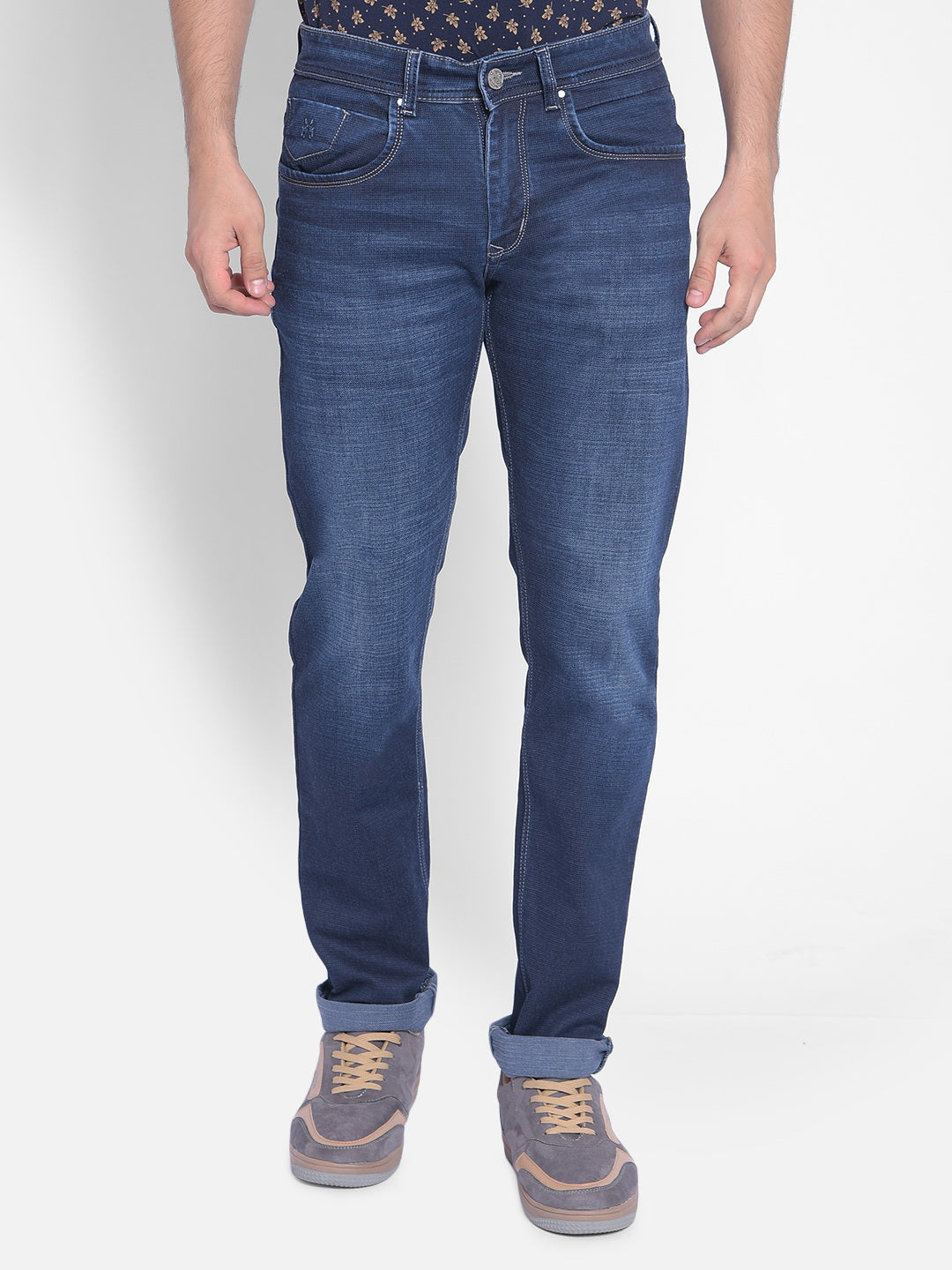 Blue Light Fade Jeans-Men Jeans-Crimsoune Club