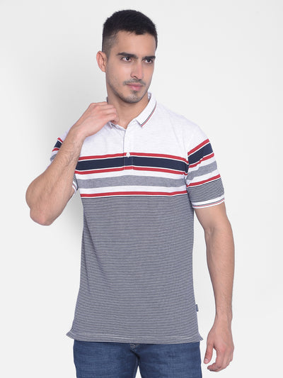 White Striped T-Shirt-Men T-Shirts-Crimsoune Club