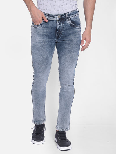 Grey Heavy Fade Skinny Jeans-Men Jeans-Crimsoune Club