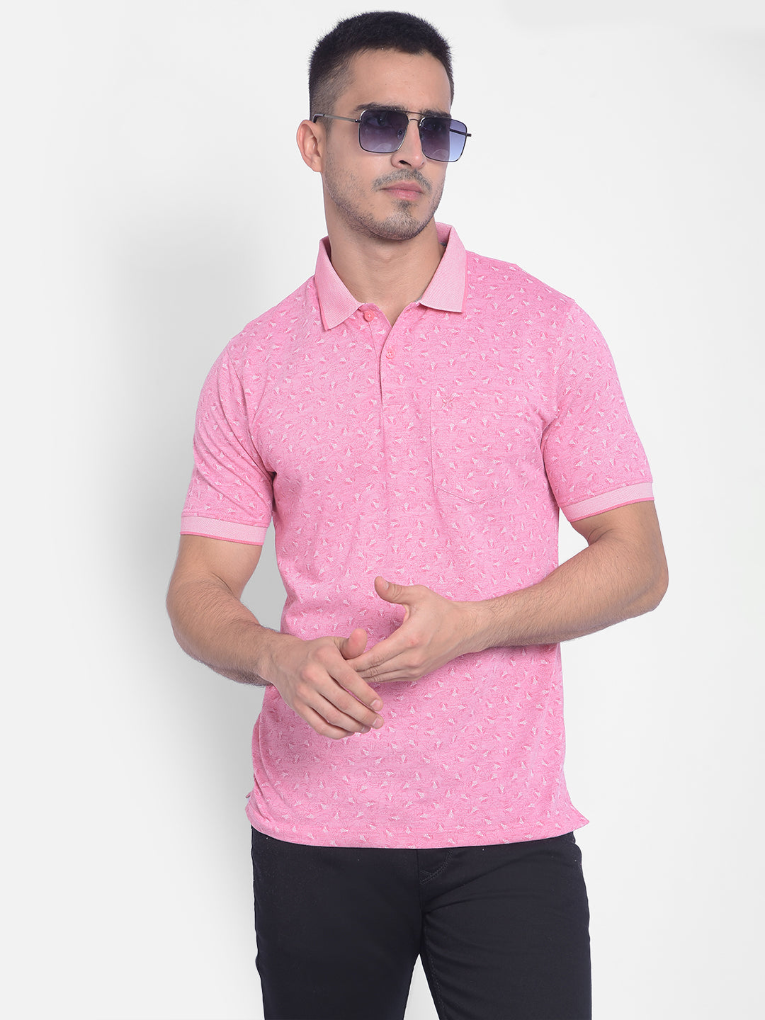 Pink Printed T-Shirt-Men T-Shirts-Crimsoune Club