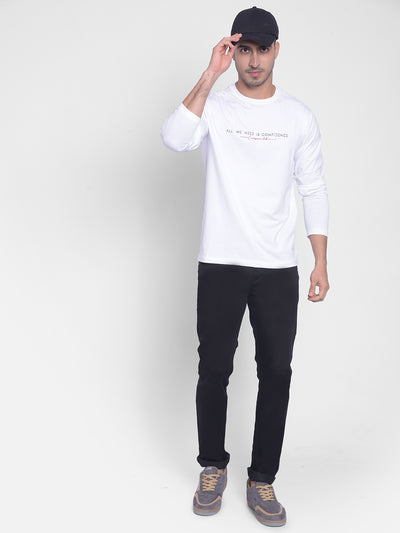 White Printed Long Sleeved T-Shirt-Men T-Shirts-Crimsoune Club