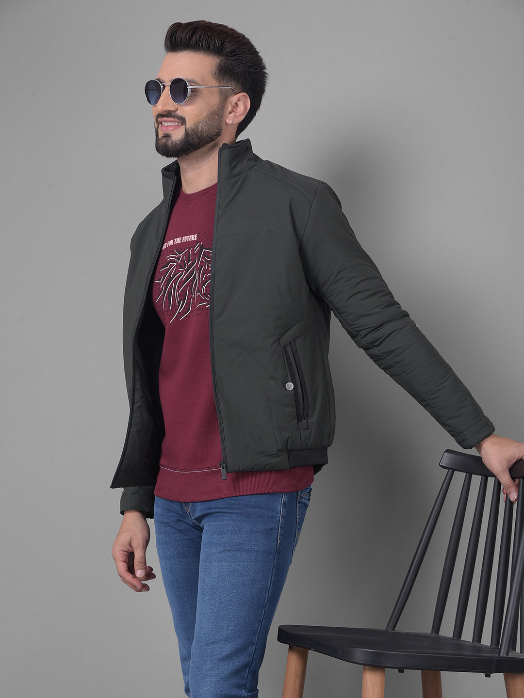 Olive Bomber Jacket-Men Jackets-Crimsoune Club