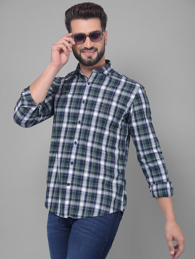 Navy Blue Checked Shirt-Men Shirts-Crimsoune Club