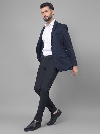 Navy Blue Camouflage Blazer-Men Blazers-Crimsoune Club