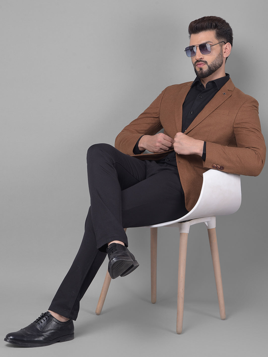 Brown Blazer-Men Blazers-Crimsoune Club