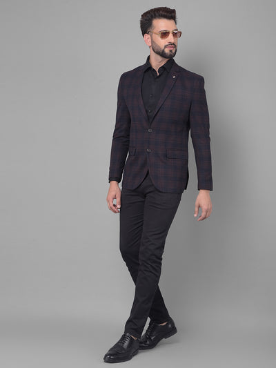 Black Checked Blazer-Men Blazers-Crimsoune Club