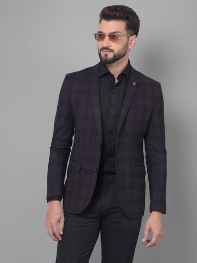 Black Checked Blazer-Men Blazers-Crimsoune Club