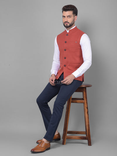 Red Waistcoat-Men Waistcoats-Crimsoune Club