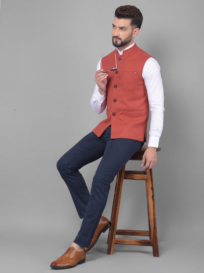 Red Waistcoat-Men Waistcoats-Crimsoune Club