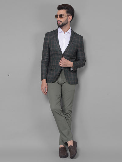 Green Checked Blazer-Men Blazers-Crimsoune Club