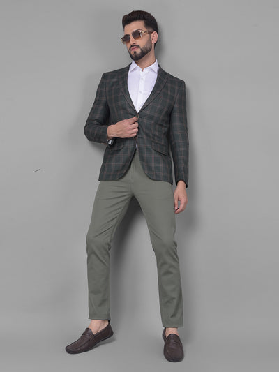 Green Checked Blazer-Men Blazers-Crimsoune Club