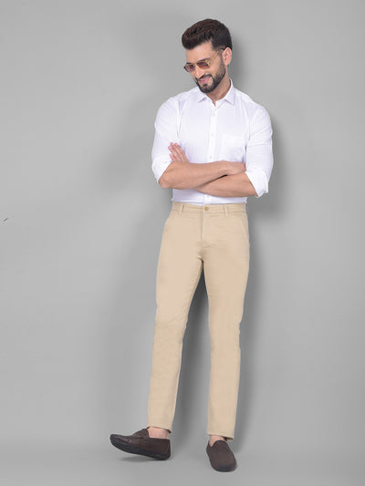 Beige Trousers-Men Trousers-Crimsoune Club