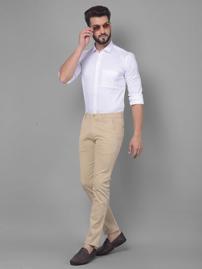 Beige Trousers-Men Trousers-Crimsoune Club