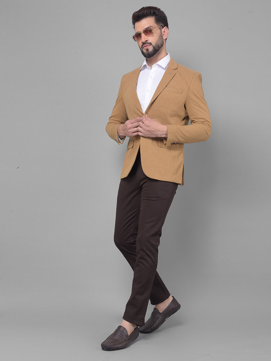 Brown Blazer-Men Blazers-Crimsoune Club