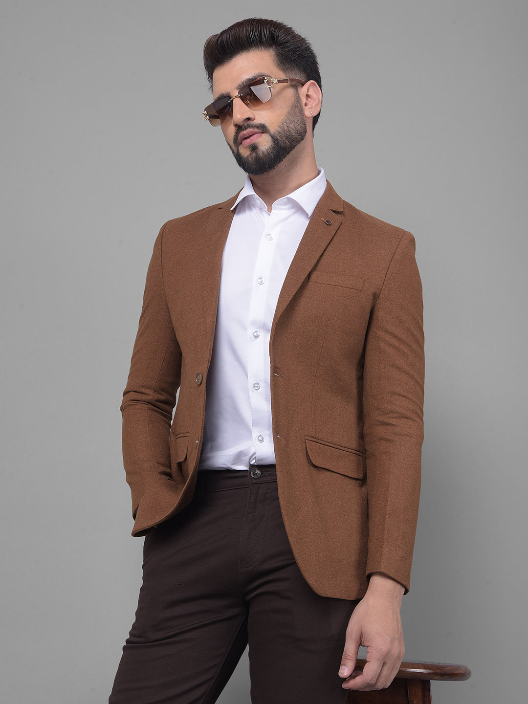 Brown Blazer-Men Blazers-Crimsoune Club