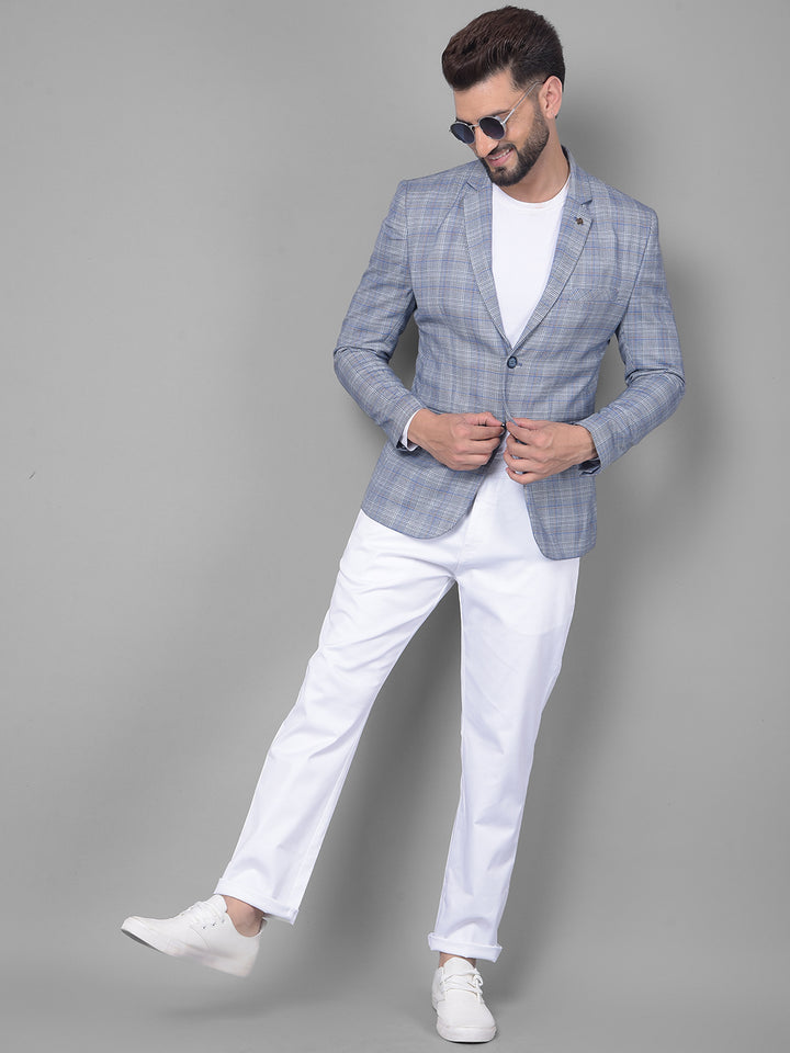 Blue Checked Blazer-Men Blazers-Crimsoune Club