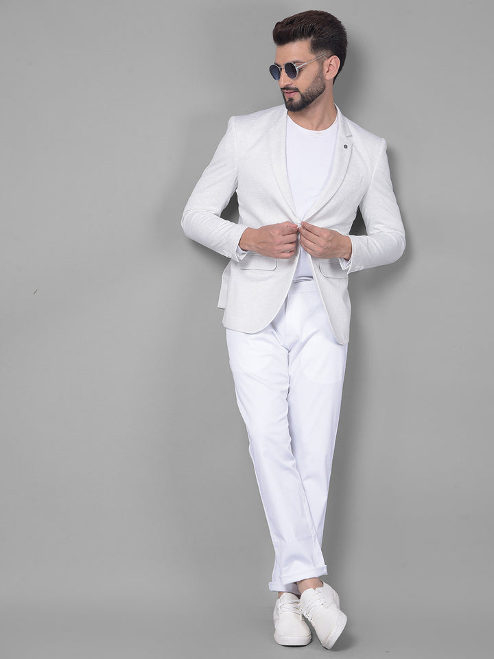 Off White Printed Blazer-Men Blazers-Crimsoune Club
