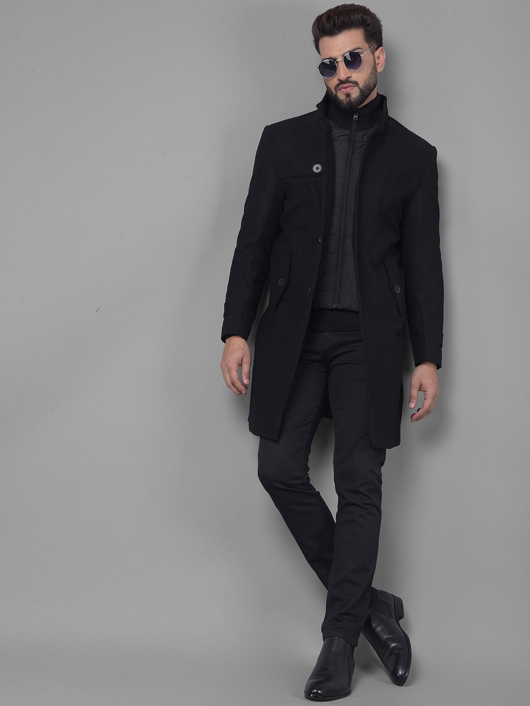 Black Overcoat-Men Coats-Crimsoune Club