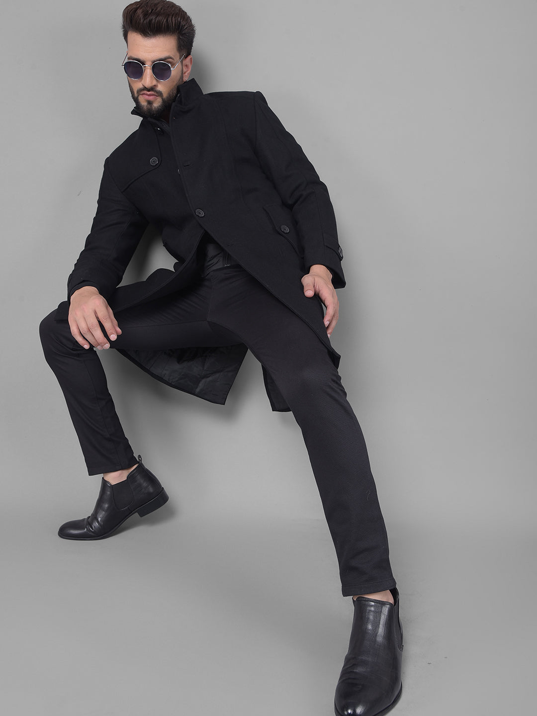 Black Overcoat-Men Coats-Crimsoune Club